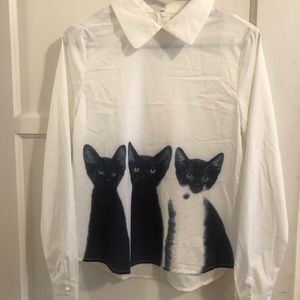 Fun cute cat abstract light material blouse